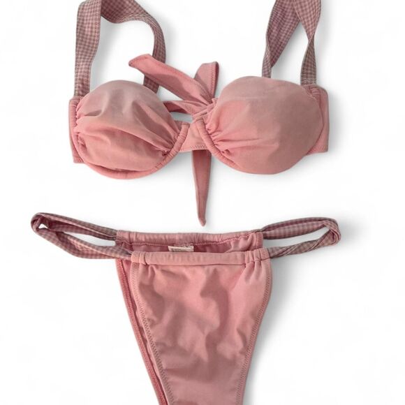 Strawberry milk mob pink gingham bikini set size small - Picture 1 of 3